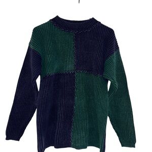 Green and Blue Vintage Women's Sweater